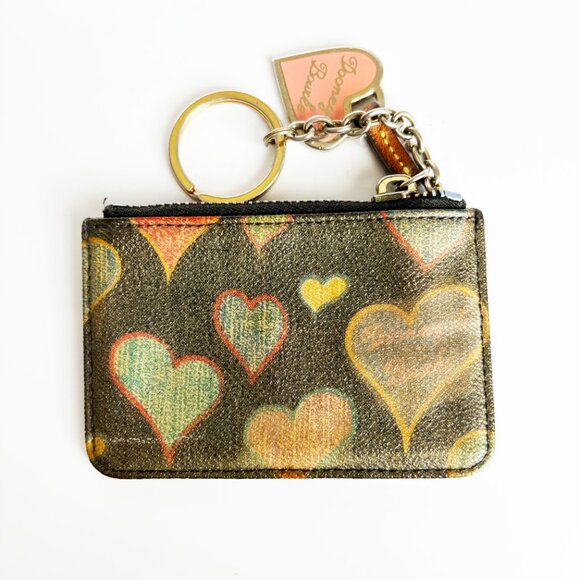 Dooney & Bourke Heart Print Zip Coin Pouch Keychain Wallet Vintage - Picture 2 of 5